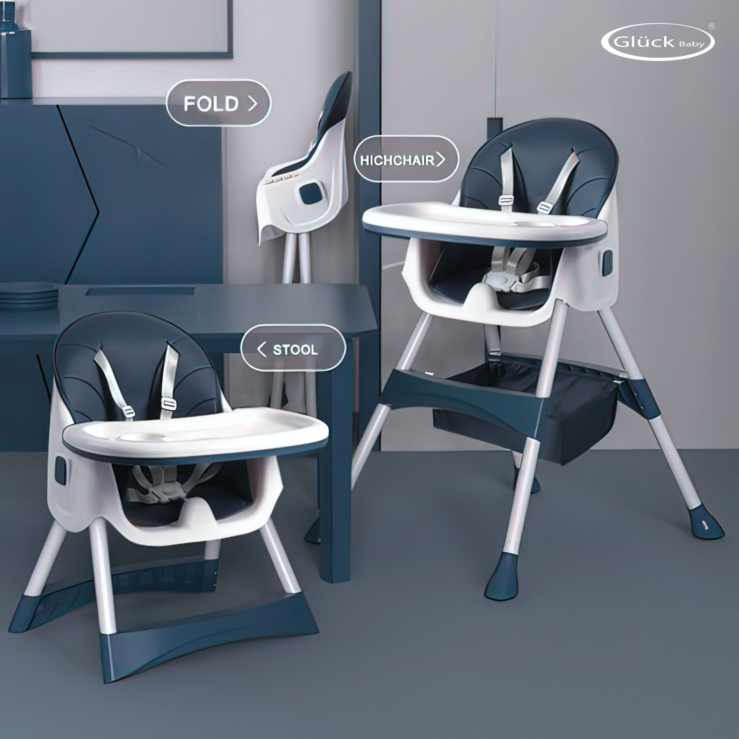 Ghế ăn dặm điều chỉnh độ cao Gluck HN-565  hình 1