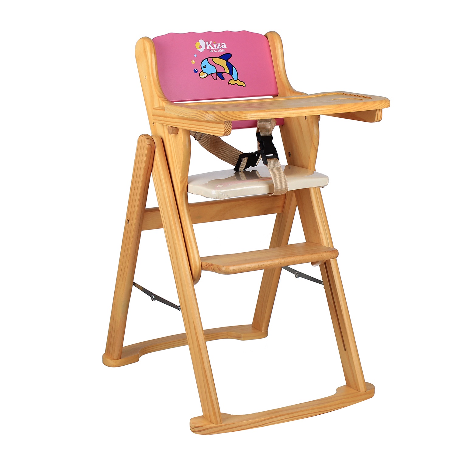 Ghế ăn dặm trượt hình cá heo Kiza (hồng) hình 2