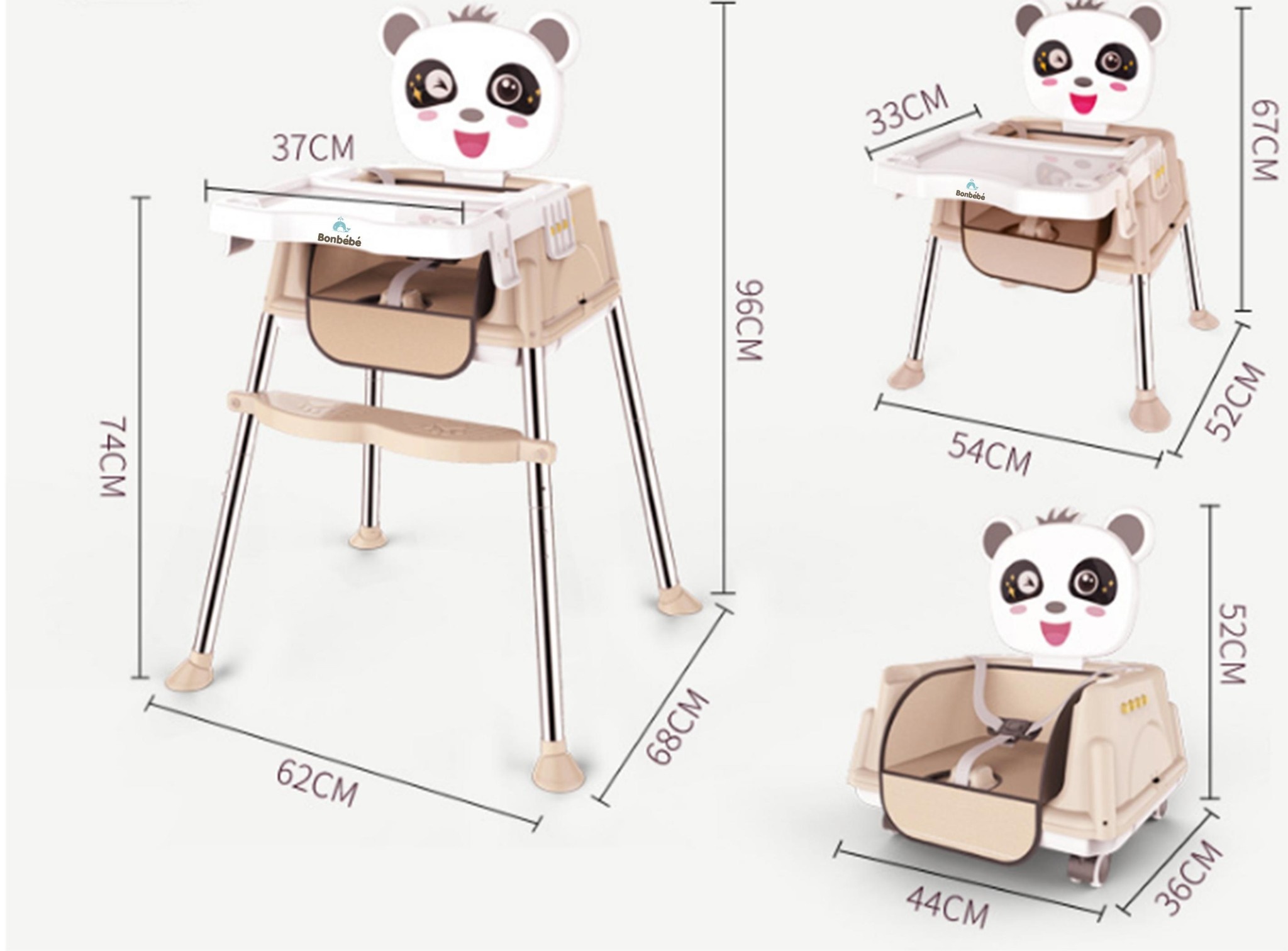 Ghế ăn dặm Bonbébé BB-12 đa năng hình gấu hình 3