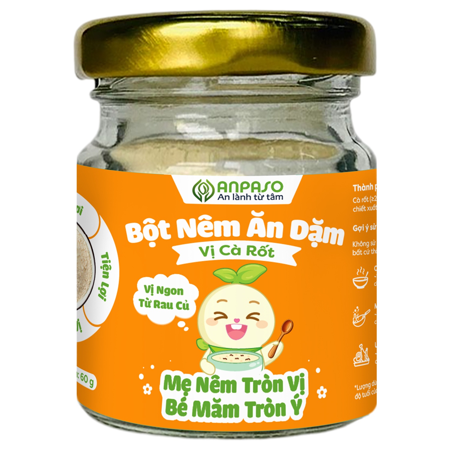 Bột nêm ăn dặm Anpaso vị cà rốt 60g
