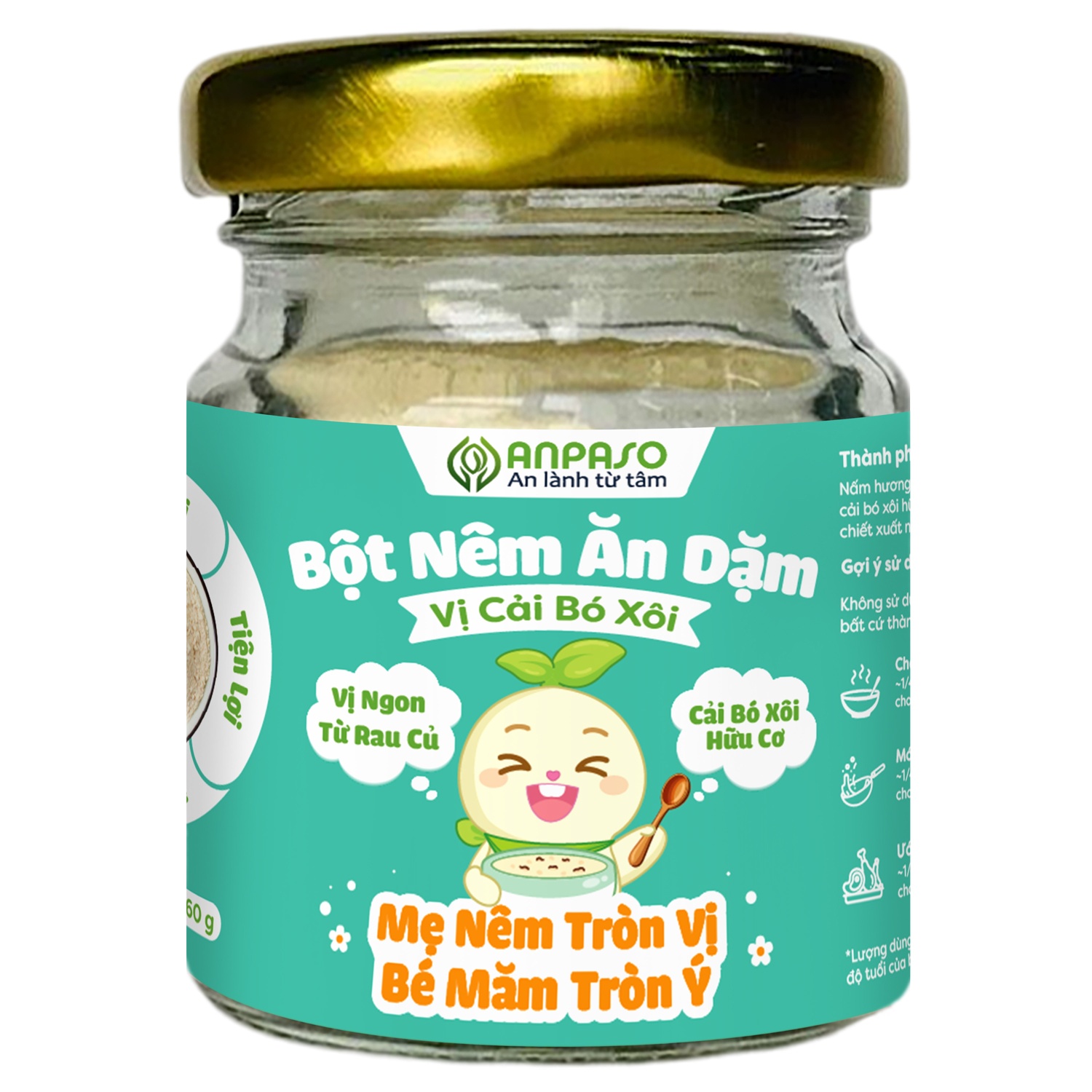 Bột nêm ăn dặm Anpaso vị cải bó xôi 60g hình 2