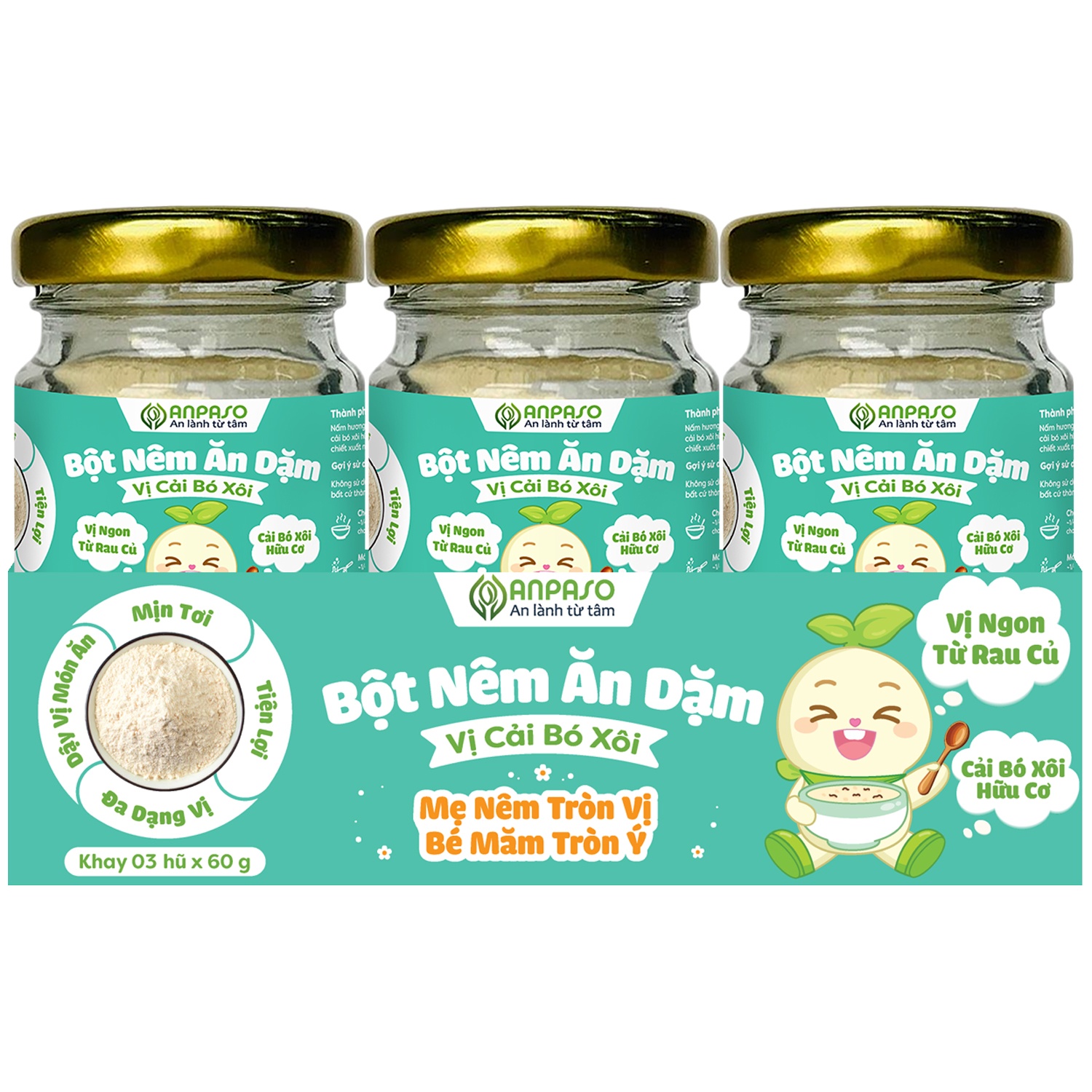 Bột nêm ăn dặm Anpaso vị cải bó xôi 60g
