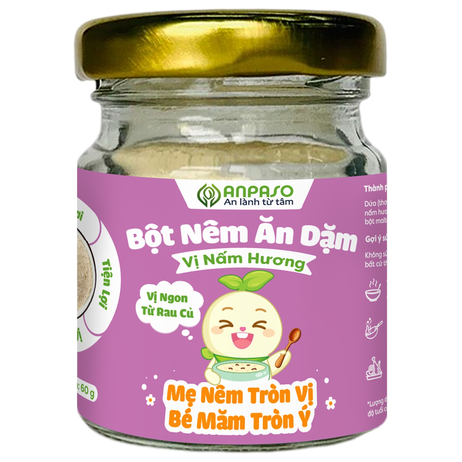 Bột nêm ăn dặm Anpaso vị nấm hương 60g