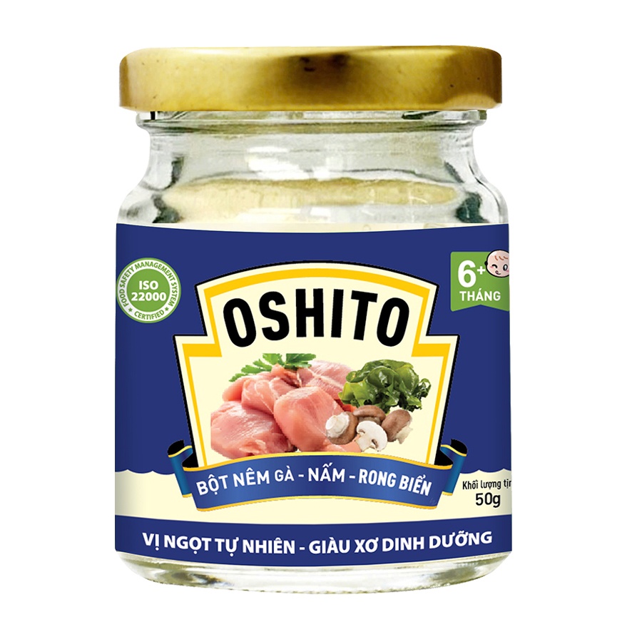 Bột nêm ăn dặm gà nấm rong biển Oshito 50g