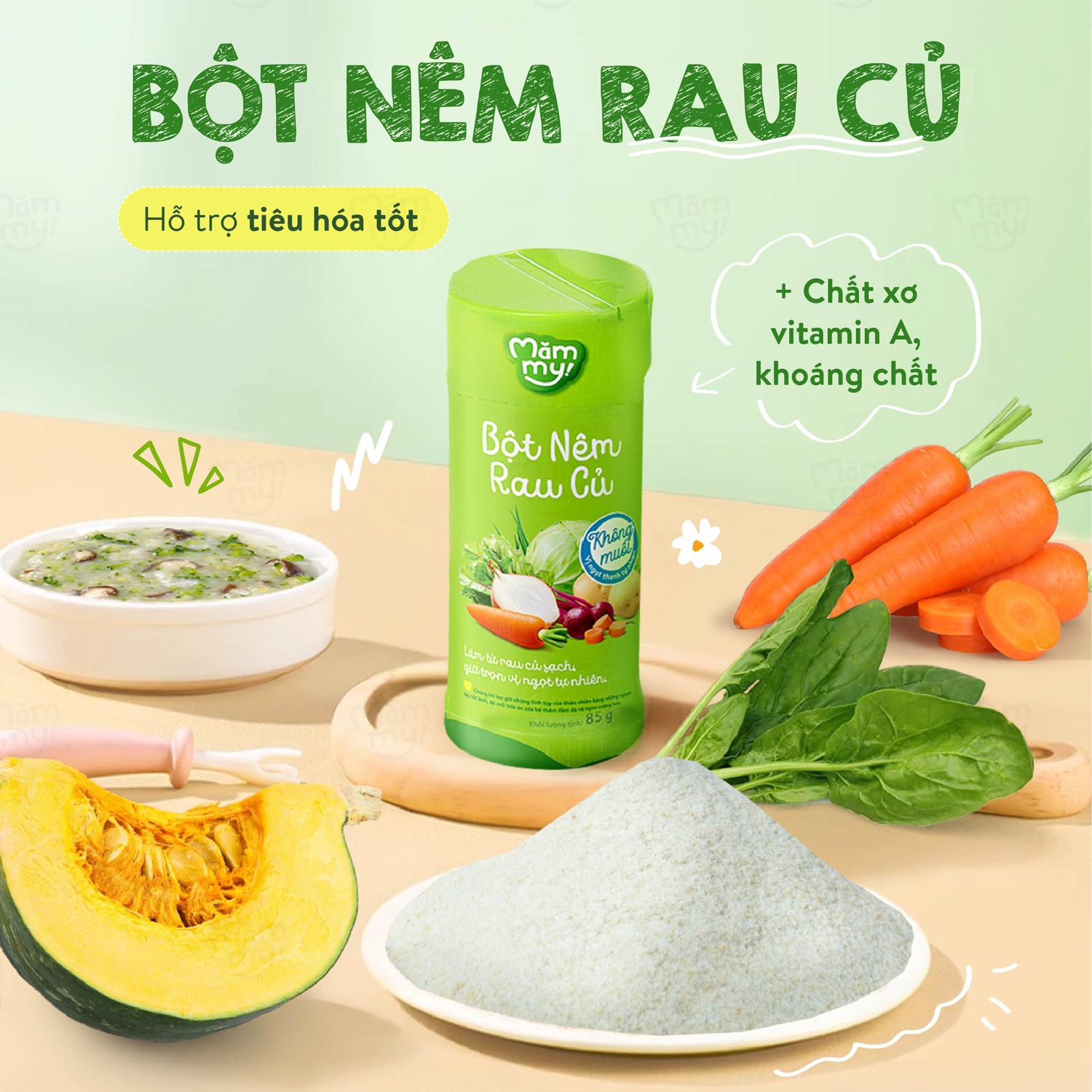 Bột nêm rau củ không muối Mămmy 85g