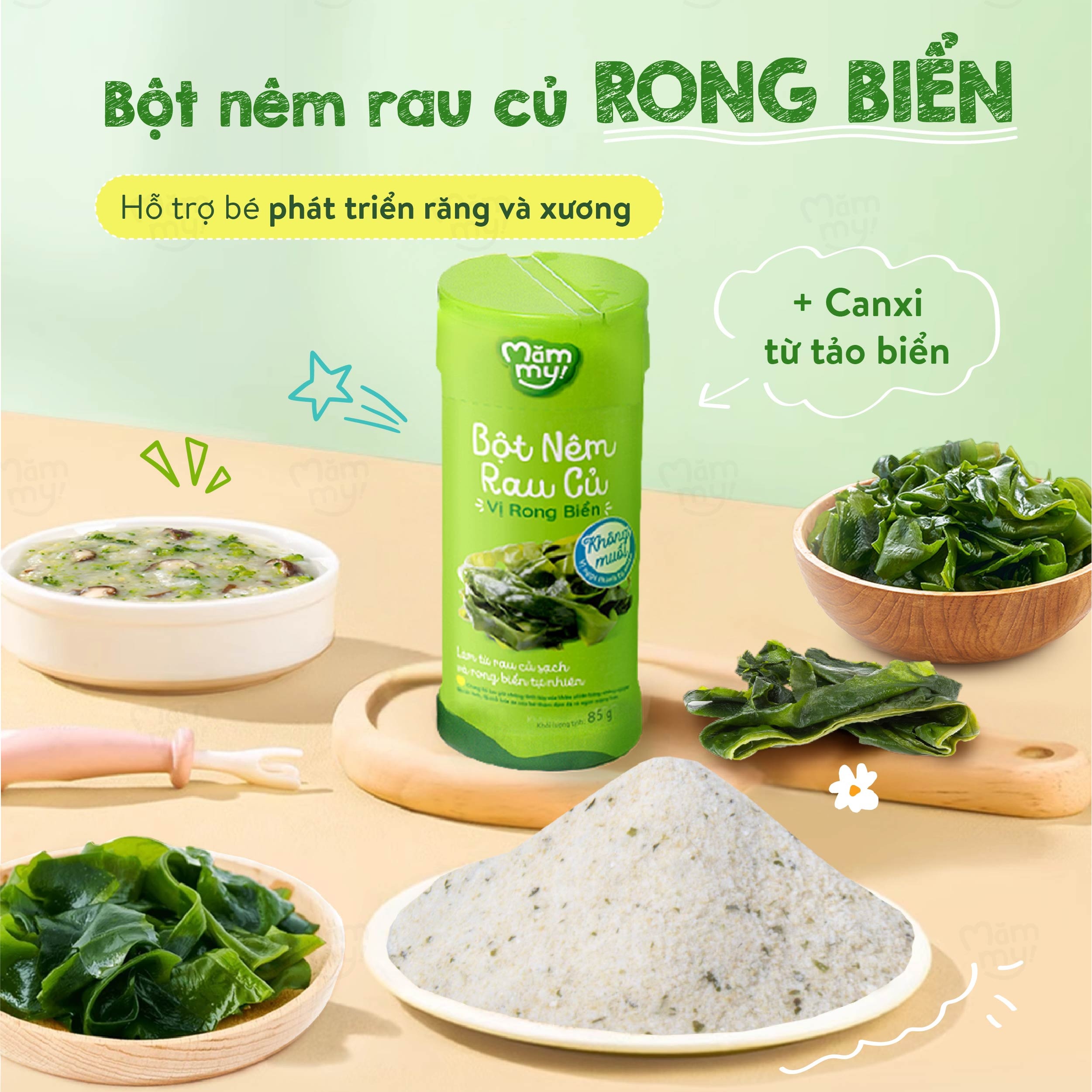 Bột nêm rau củ không muối Mămmy vị rong biển 85g