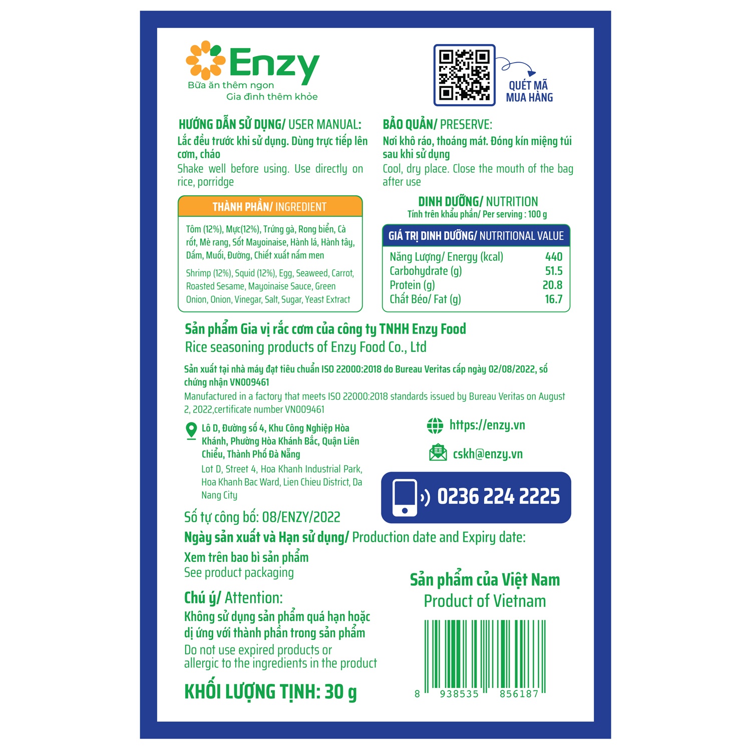 Gia vị rắc cơm Enzy vị hải sản gói 30g hình 2