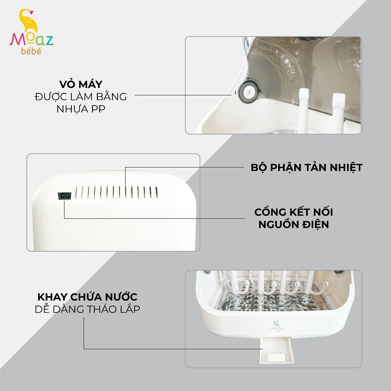Máy tiệt trùng bình sữa Moazbébé dễ dàng tháo rời vệ sinh