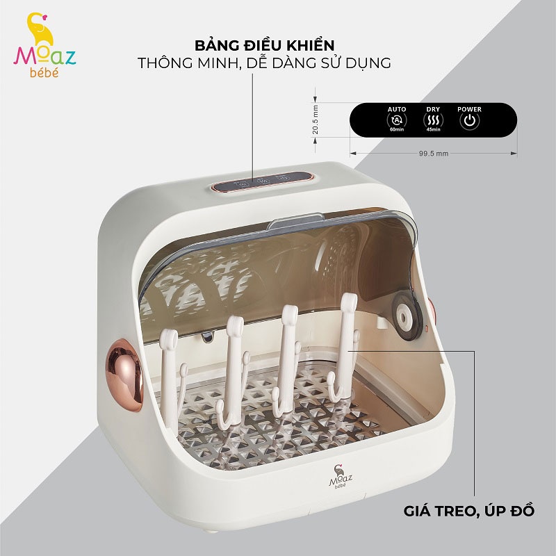Máy tiệt trùng UV sấy khô Moazbébé được thiết kế thông minh