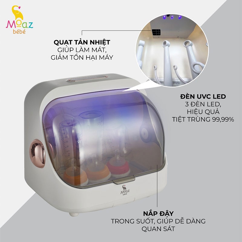 Máy tiệt trùng bình sữa Moazbébé tiêu diệt vi khuẩn lên tới 99,99%