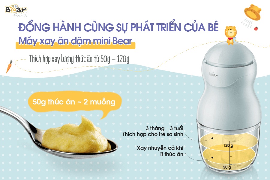 Máy xay ăn dặm cho bé Bear GR-B03V2 0,3 lít hình 6