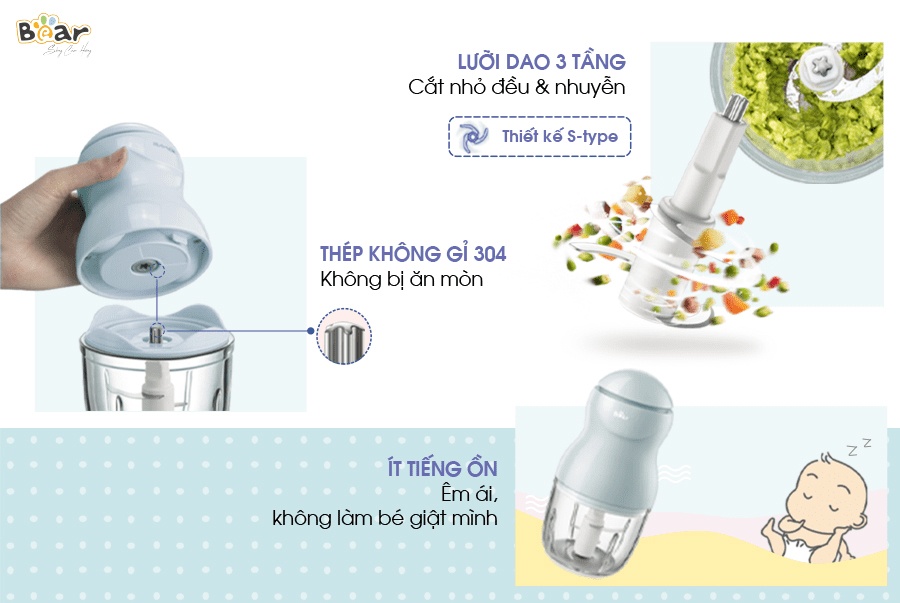 Máy xay ăn dặm cho bé Bear GR-B03V2 0,3 lít hình 3