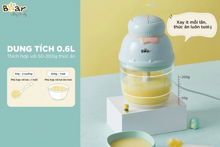 Máy xay ăn dặm cho bé Bear GR-B06V1 0,6 lít