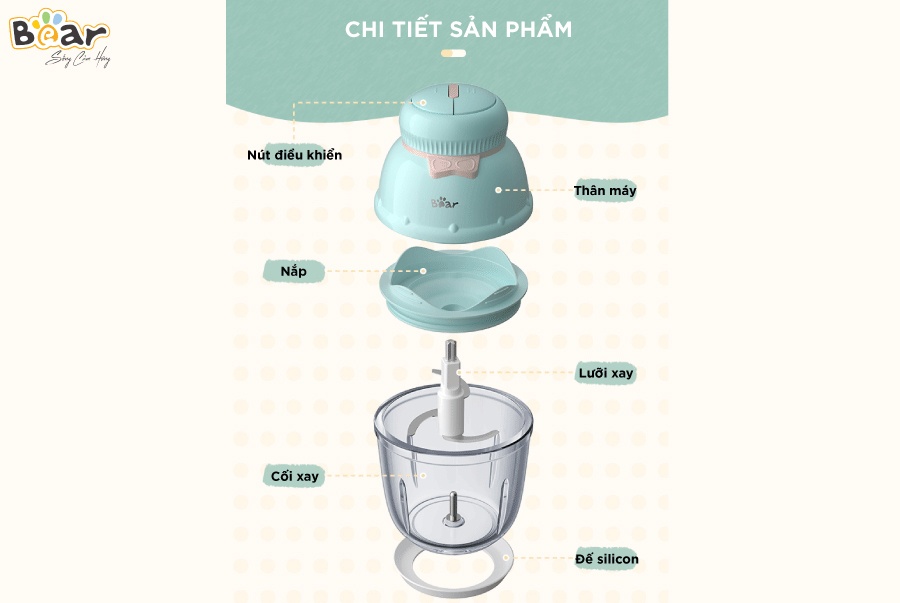 Cấu tạo máy xay ăn dặm cho bé Bear GR-B06V1 0,6 lít