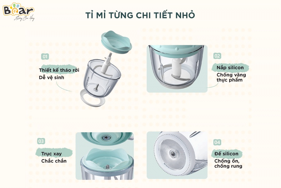 Cấu tạo máy xay ăn dặm cho bé Bear GR-B06V1 0,6 lít