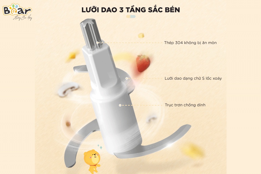 Máy xay ăn dặm cho bé Bear GR-B06V1 0,6 lít lưỡi dao sắc