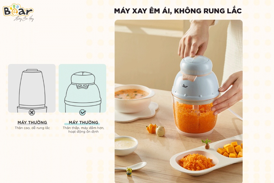Máy xay ăn dặm cho bé Bear GR-B06V1 0,6 lít êm ái, không rung lắc