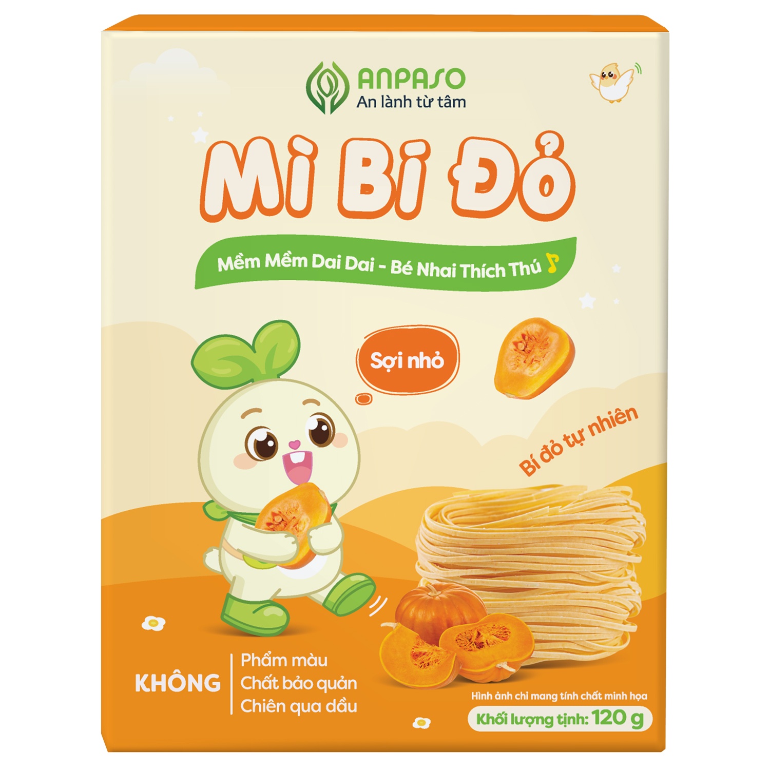 Mì ăn dặm bí đỏ nguyên chất Anpaso 120g hình 1