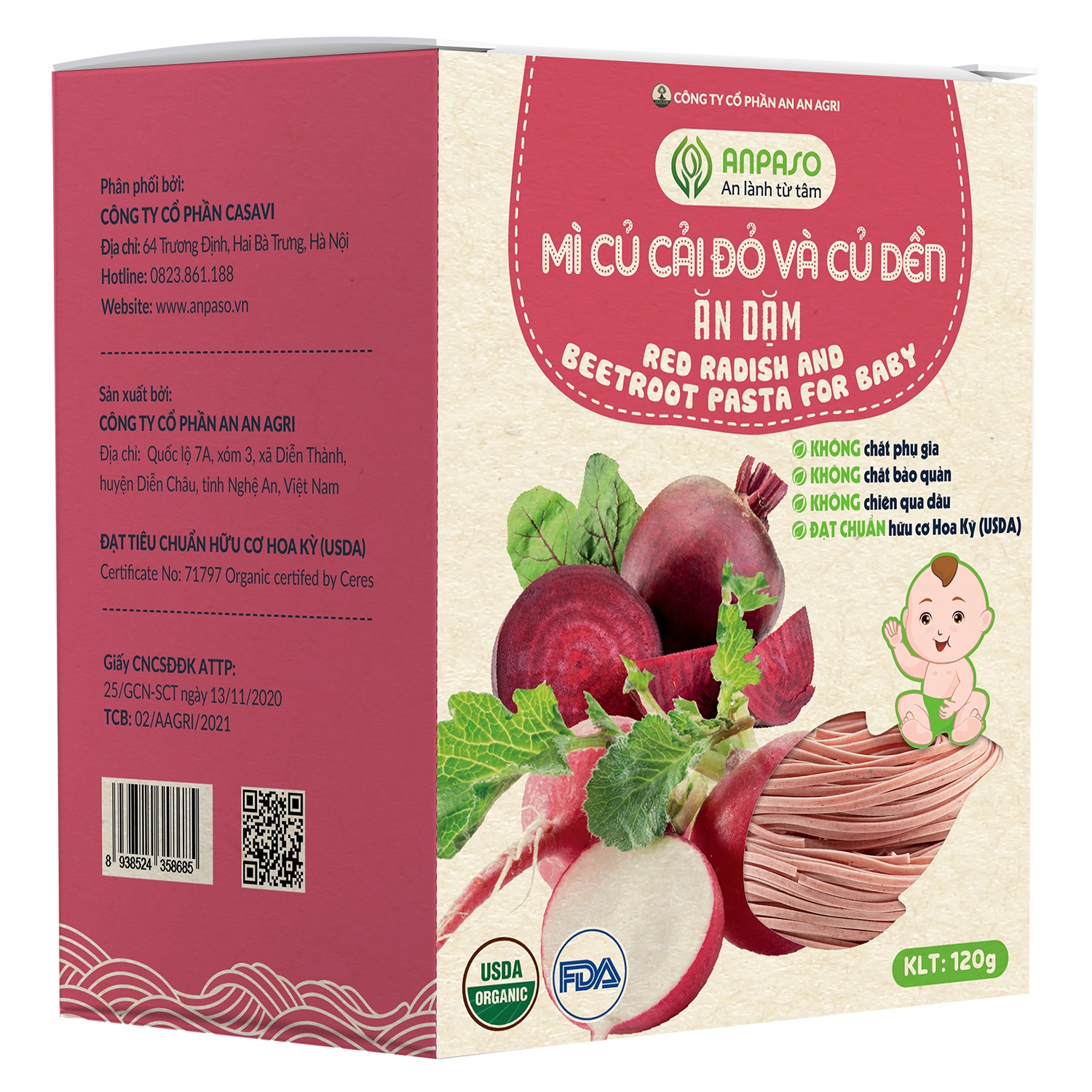 Mì ăn dặm củ cải đỏ, củ dền Anpaso 120g hình 1