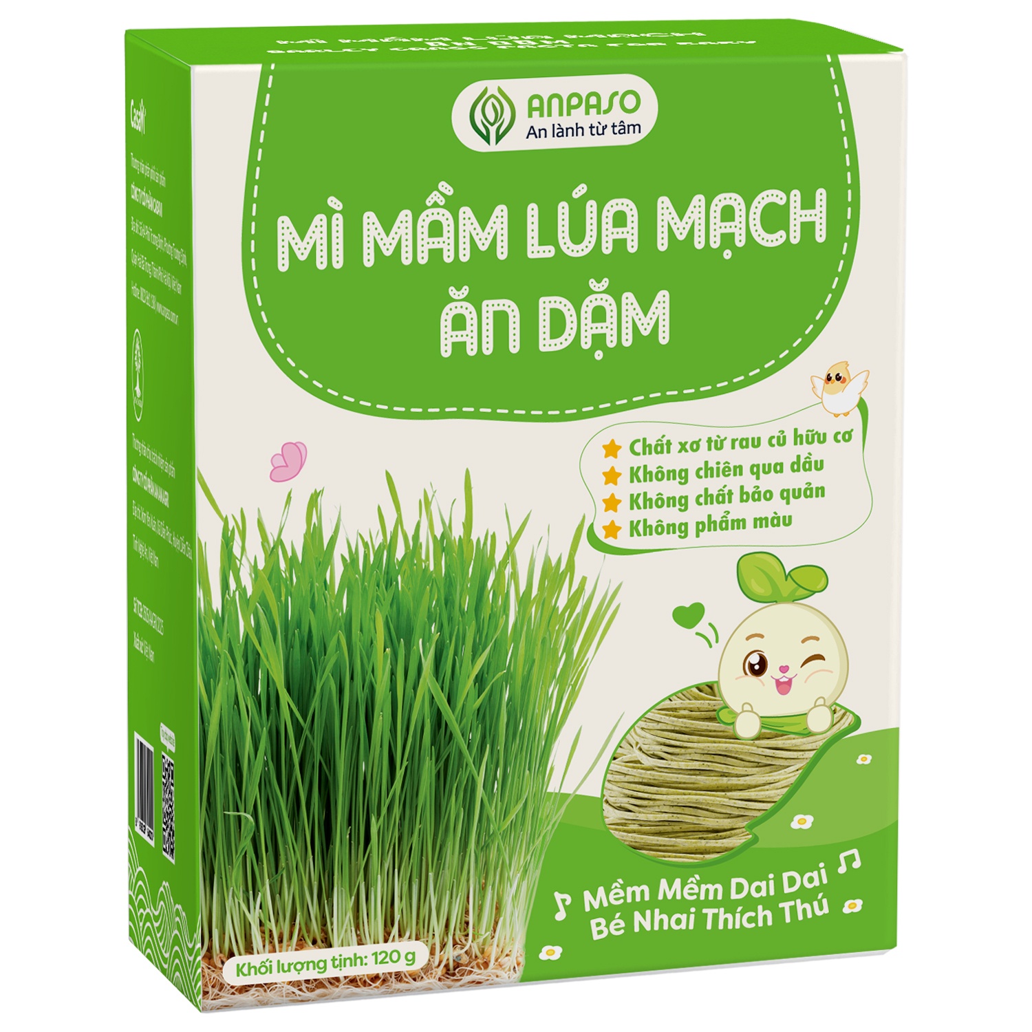 Mì ăn dặm mầm lúa mạch Organic Anpaso 120g hình 2