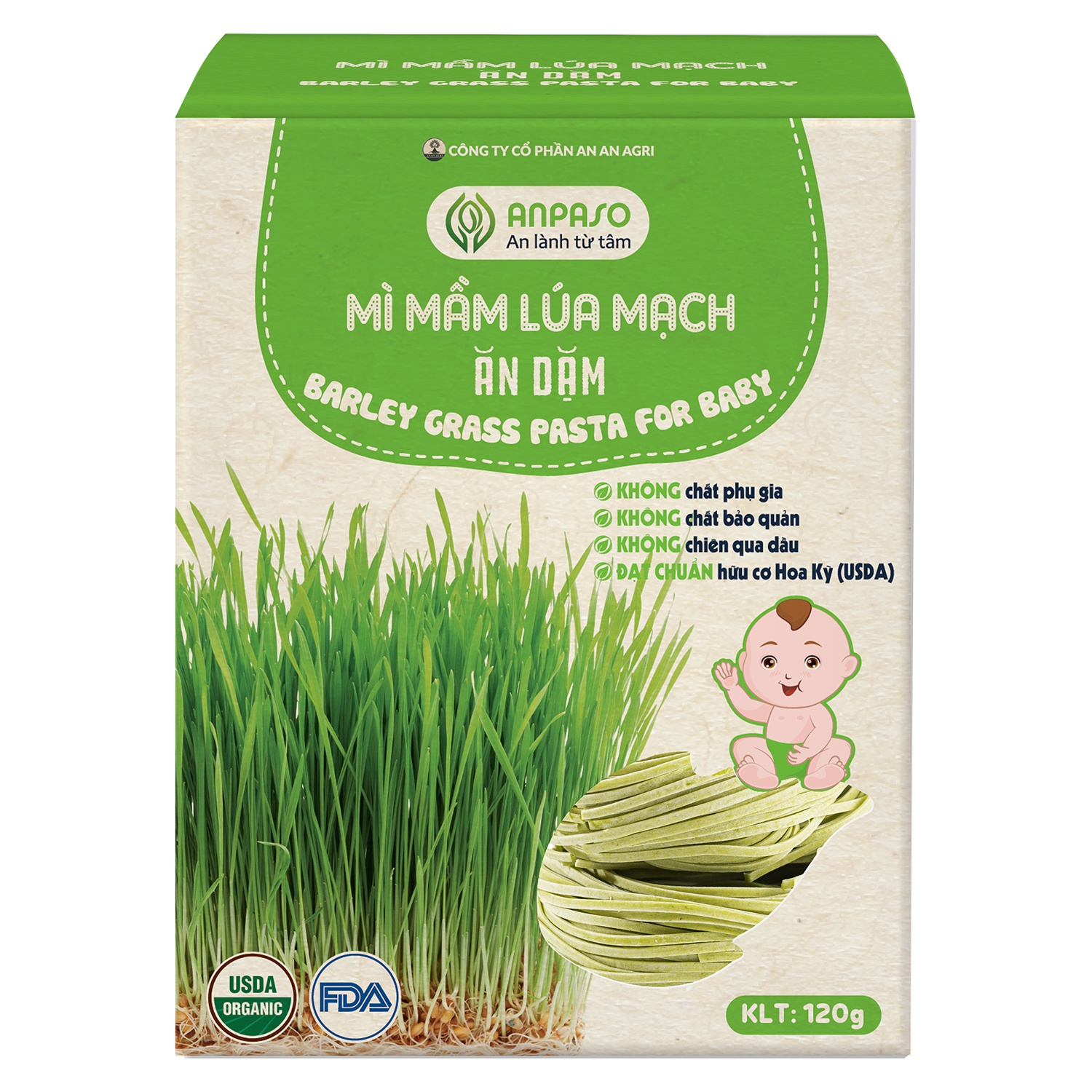 Mì ăn dặm mầm lúa mạch Organic Anpaso 120g hình 2