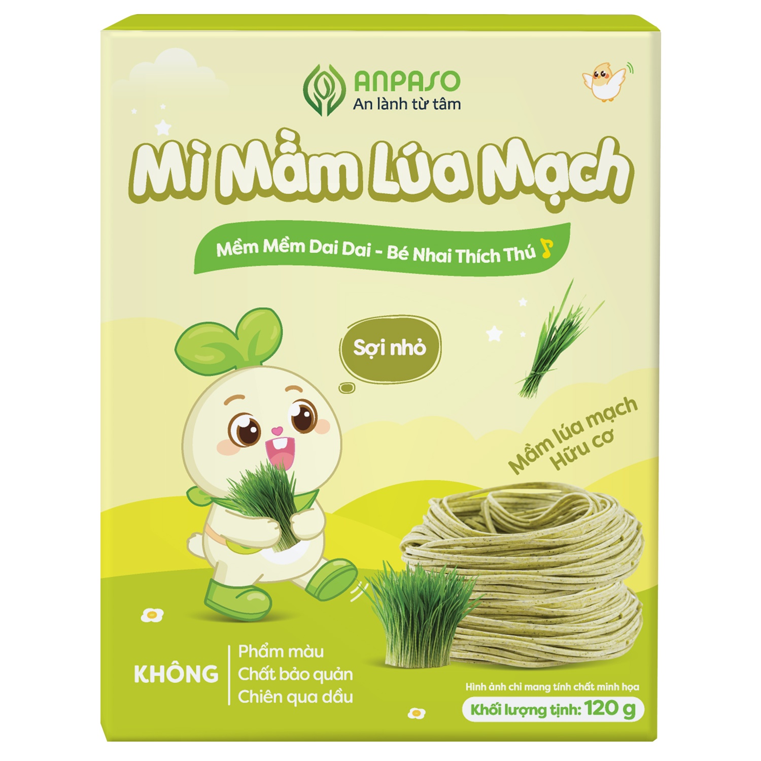 Mì ăn dặm mầm lúa mạch Organic Anpaso 120g
