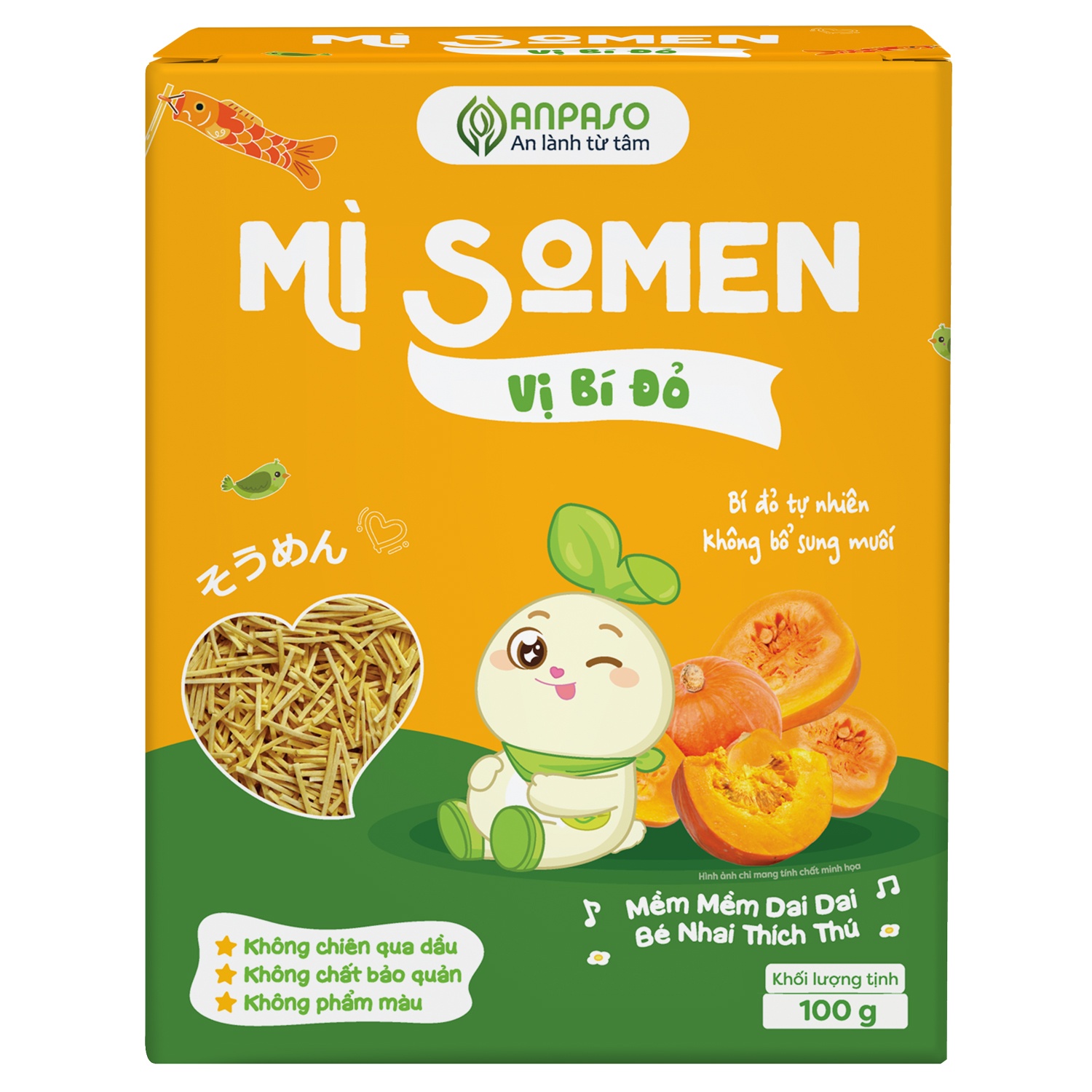 Mì Somen ăn dặm Anpaso vị bí đỏ 100g hình 1