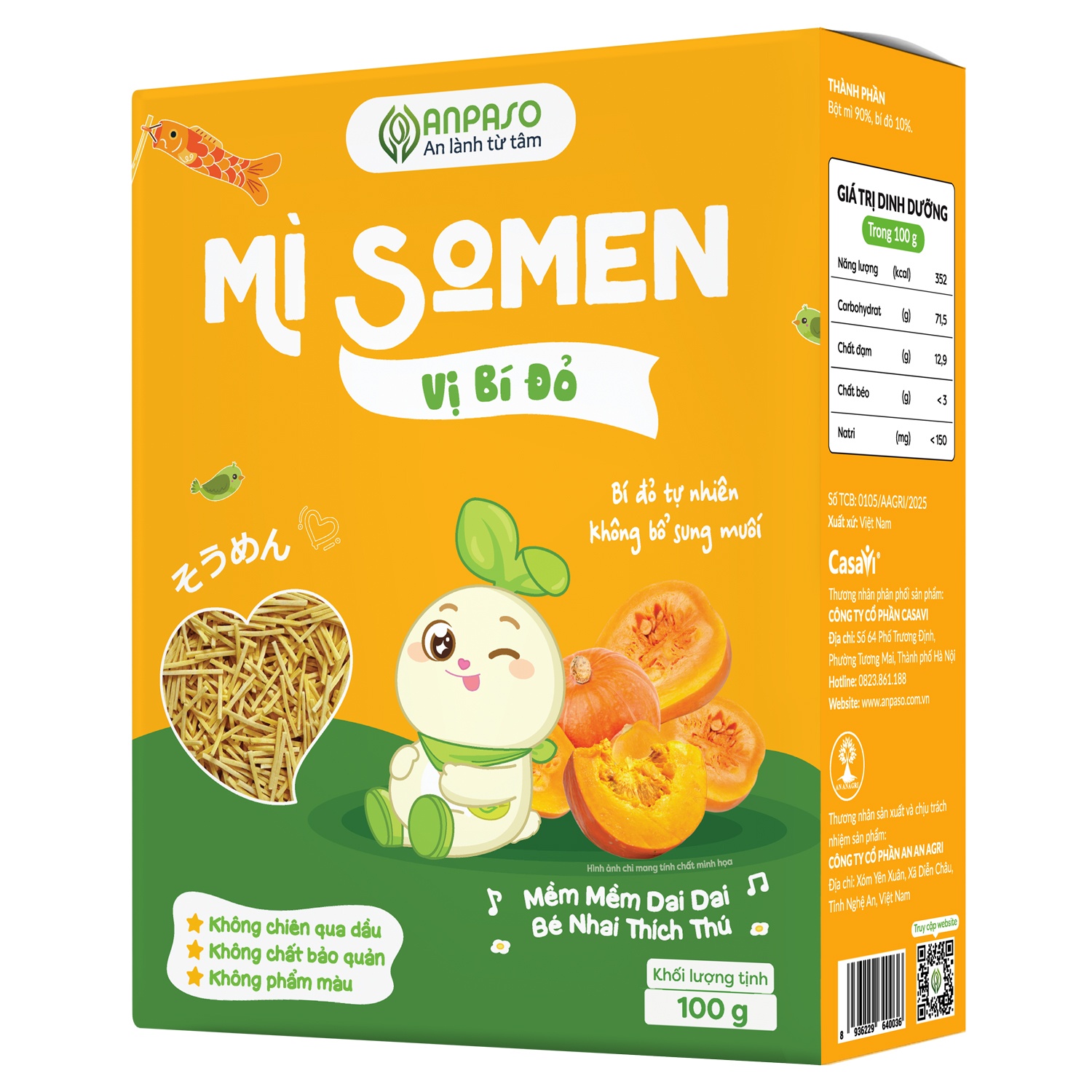 Mì Somen ăn dặm Anpaso vị bí đỏ 100g hình 2