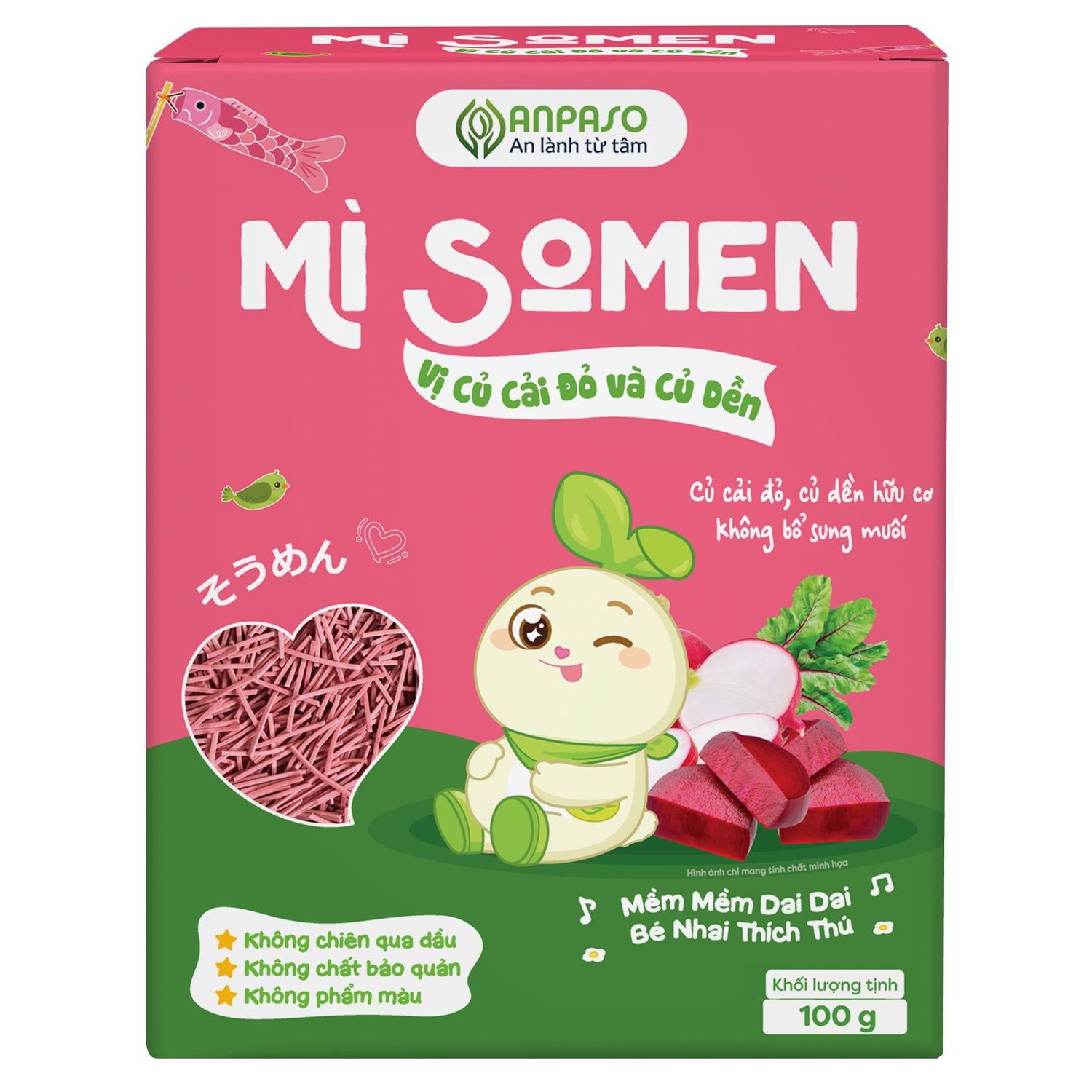 Mì Somen ăn dặm vị củ cải đỏ và củ dền Anpaso 100g hình 1