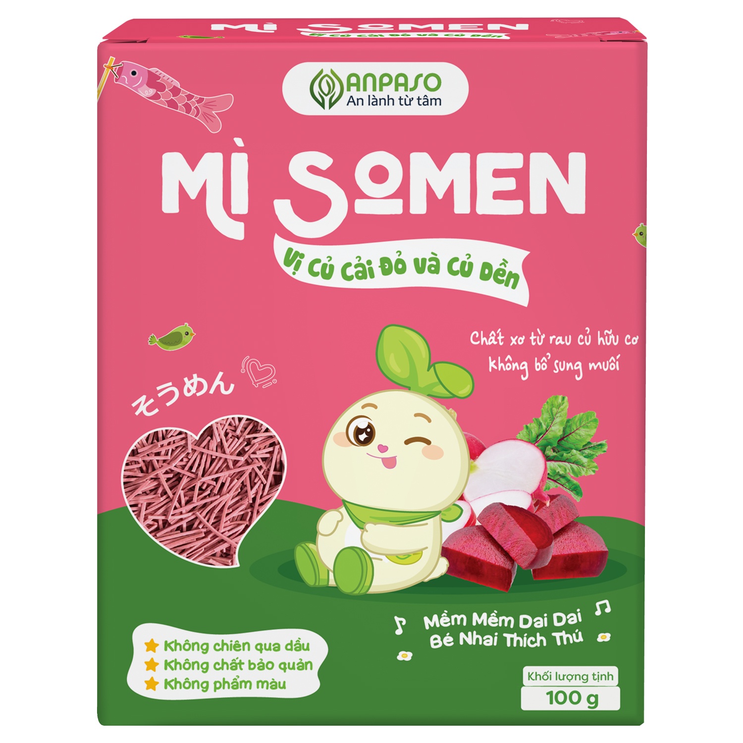 Mì Somen ăn dặm vị củ dền Anpaso 100g hình 1