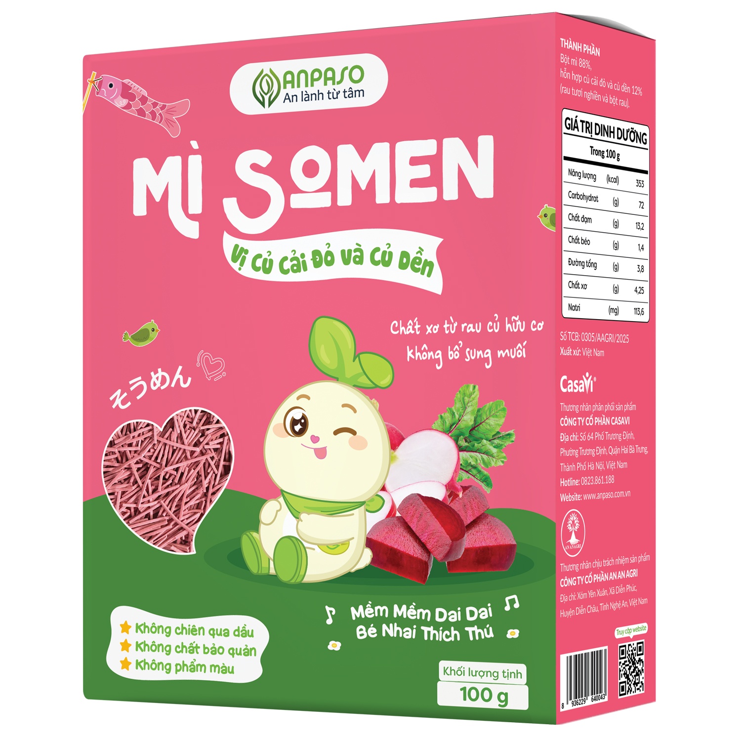 Mì Somen ăn dặm vị củ dền Anpaso 100g hình 3