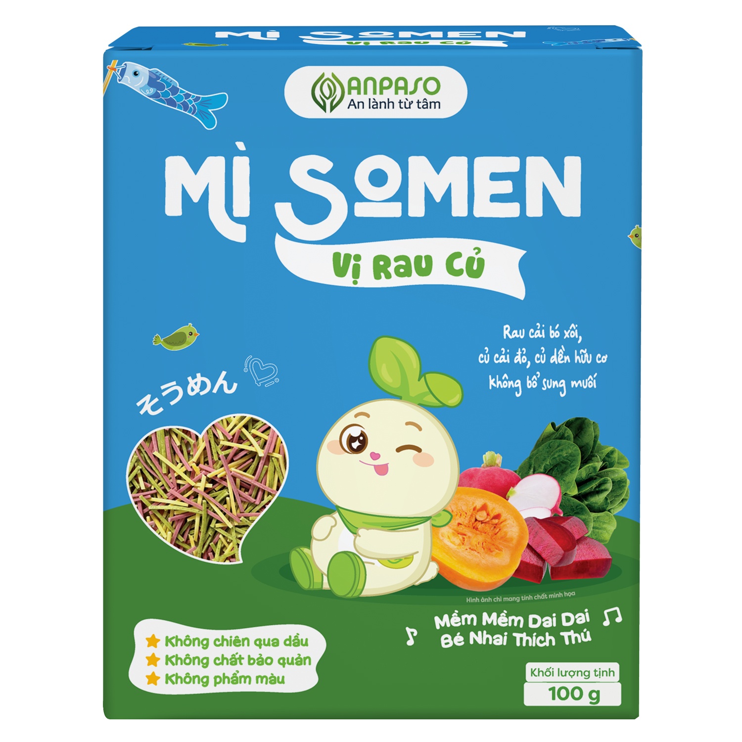 Mì somen ăn dặm Anpaso vị rau củ 100g hình 1
