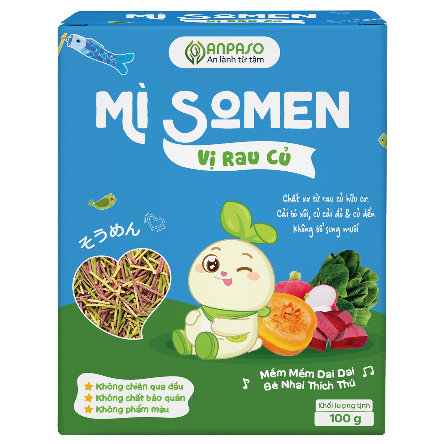 Mì somen ăn dặm Anpaso vị rau củ 100g