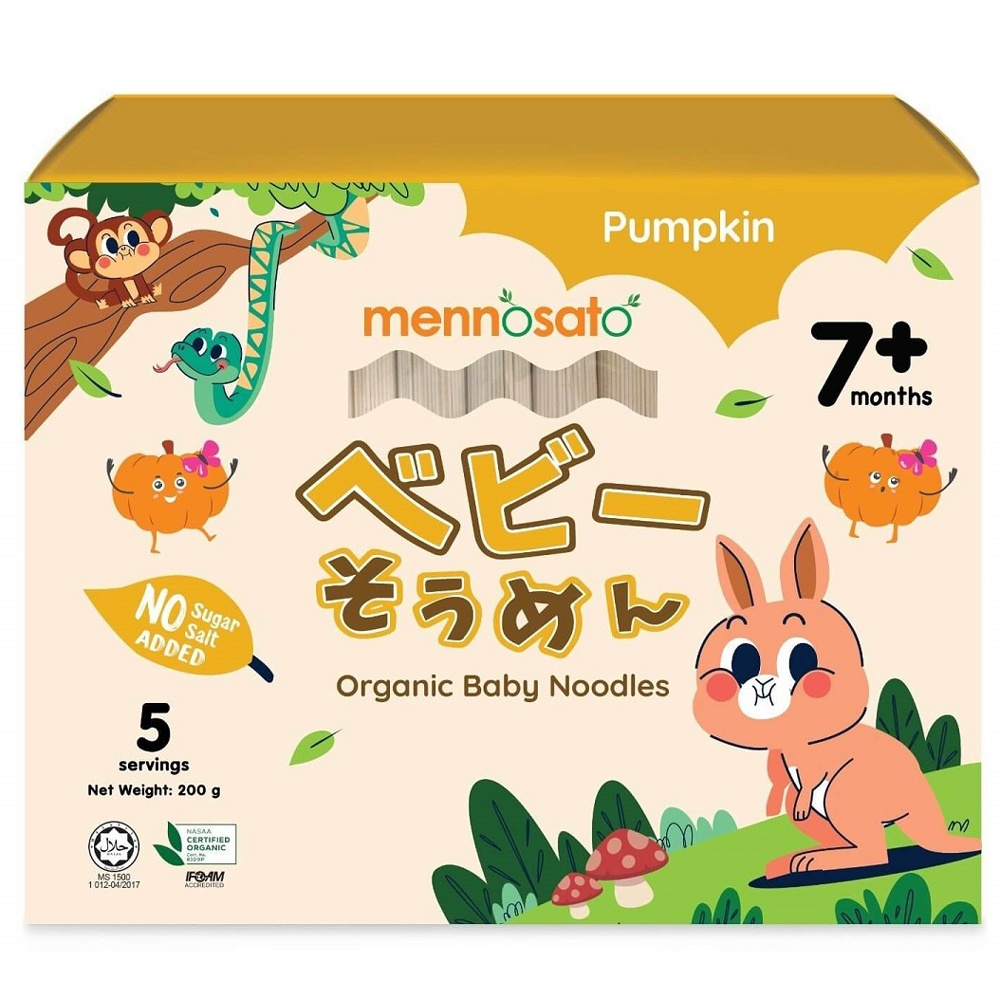 Mỳ ăn dặm hữu cơ cho bé vị bí ngô MenNoSato 200g  hình 1
