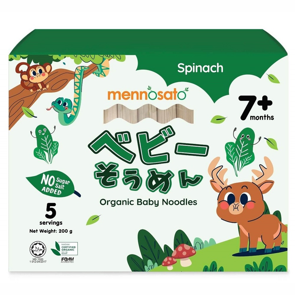 Mỳ ăn dặm hữu cơ cho bé vị bó xôi MenNoSato 200g