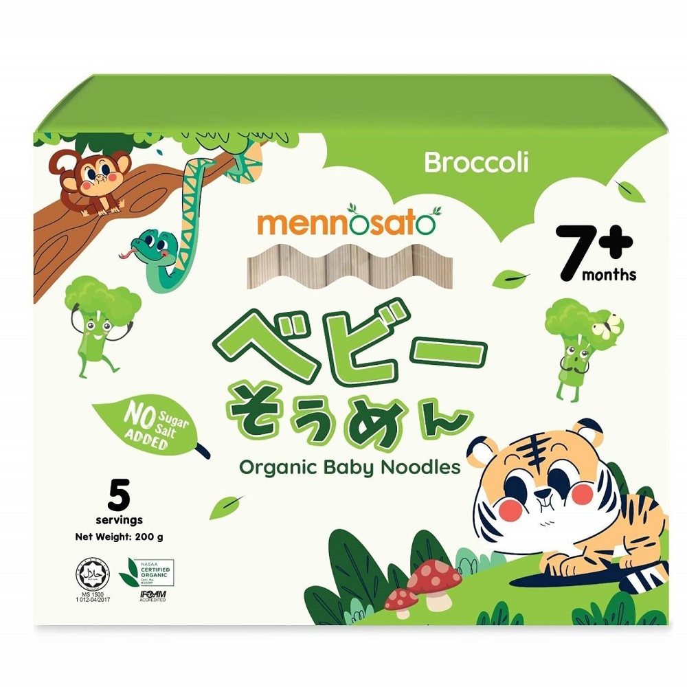 Mỳ ăn dặm hữu cơ cho bé vị bông cải xanh MenNoSato 200g 