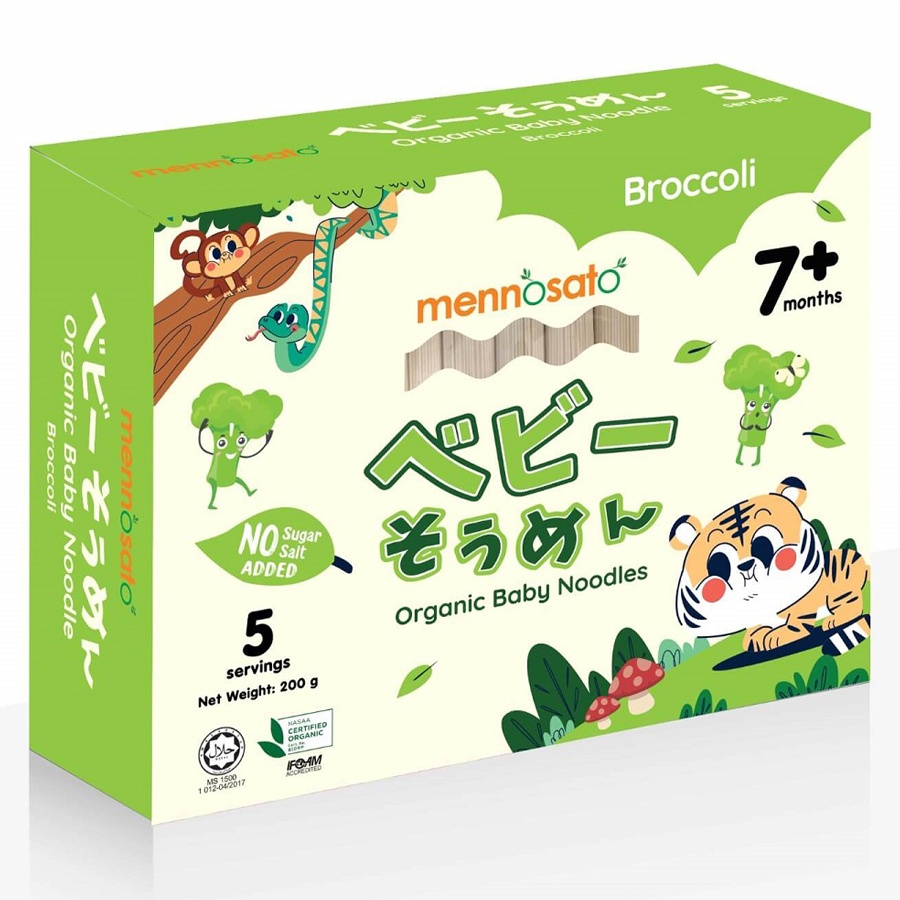 Mỳ ăn dặm hữu cơ cho bé vị bông cải xanh MenNoSato 200g 