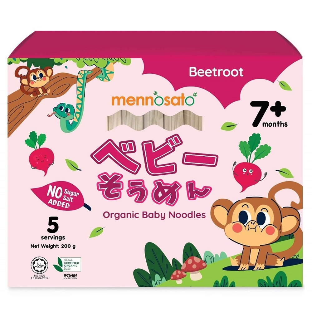 Mỳ ăn dặm hữu cơ cho bé vị củ dền MenNoSato 200g hình 1