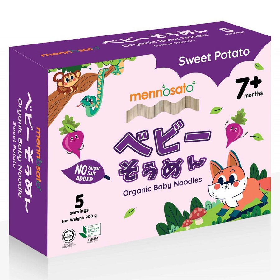 Mỳ ăn dặm hữu cơ cho bé vị khoai lang MenNoSato 200g  hình 2