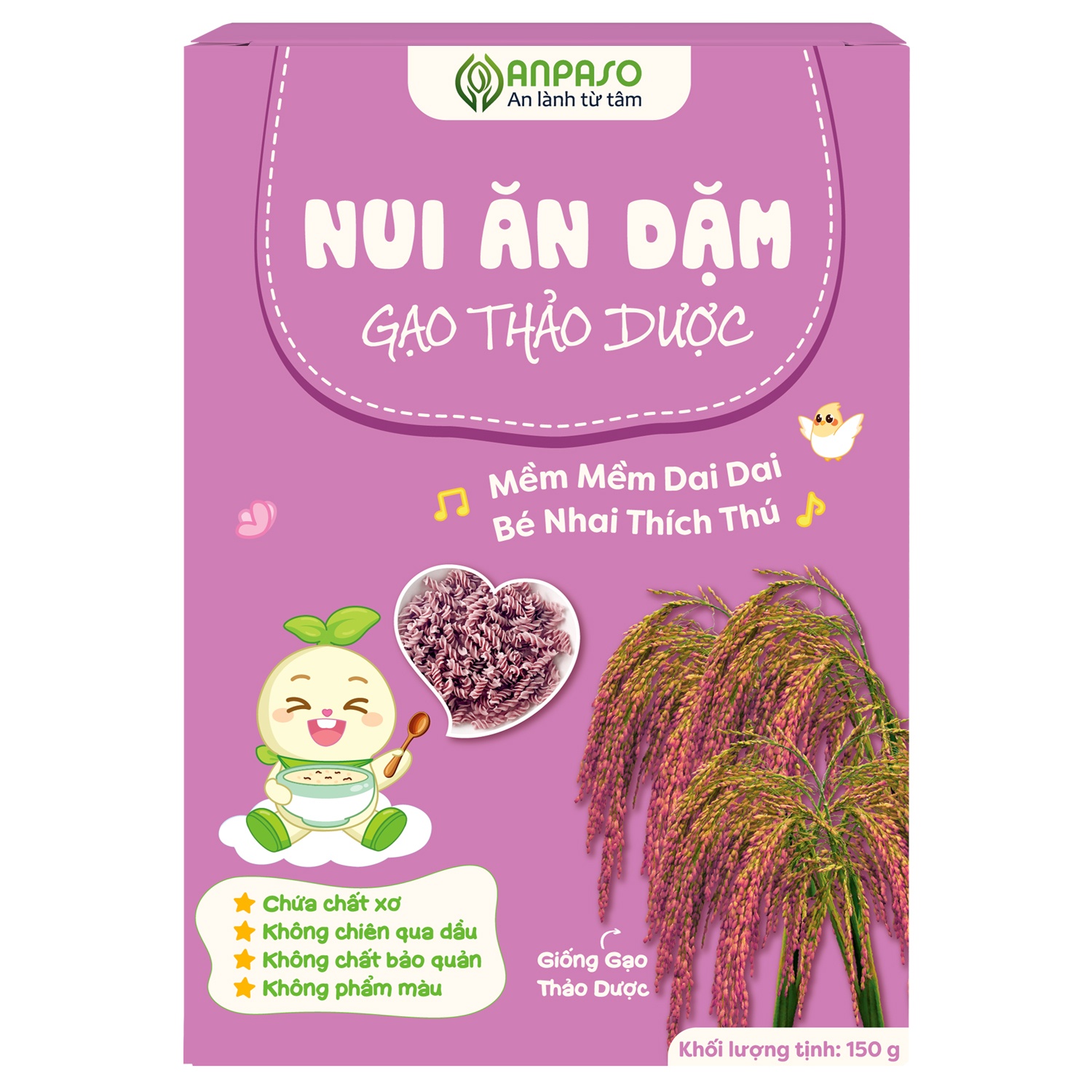 Nui ăn dặm gạo thảo dược Anpaso 150g hình 1