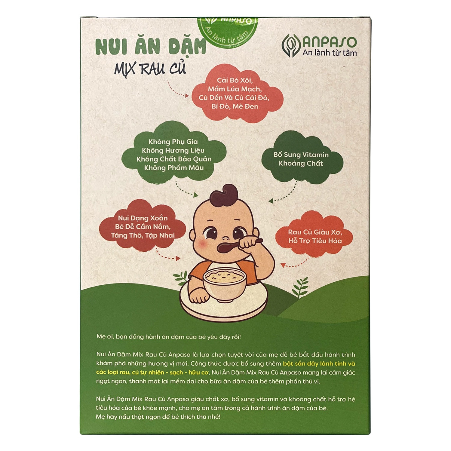 Nui ăn dặm mix rau củ Anpaso 150g hình 2