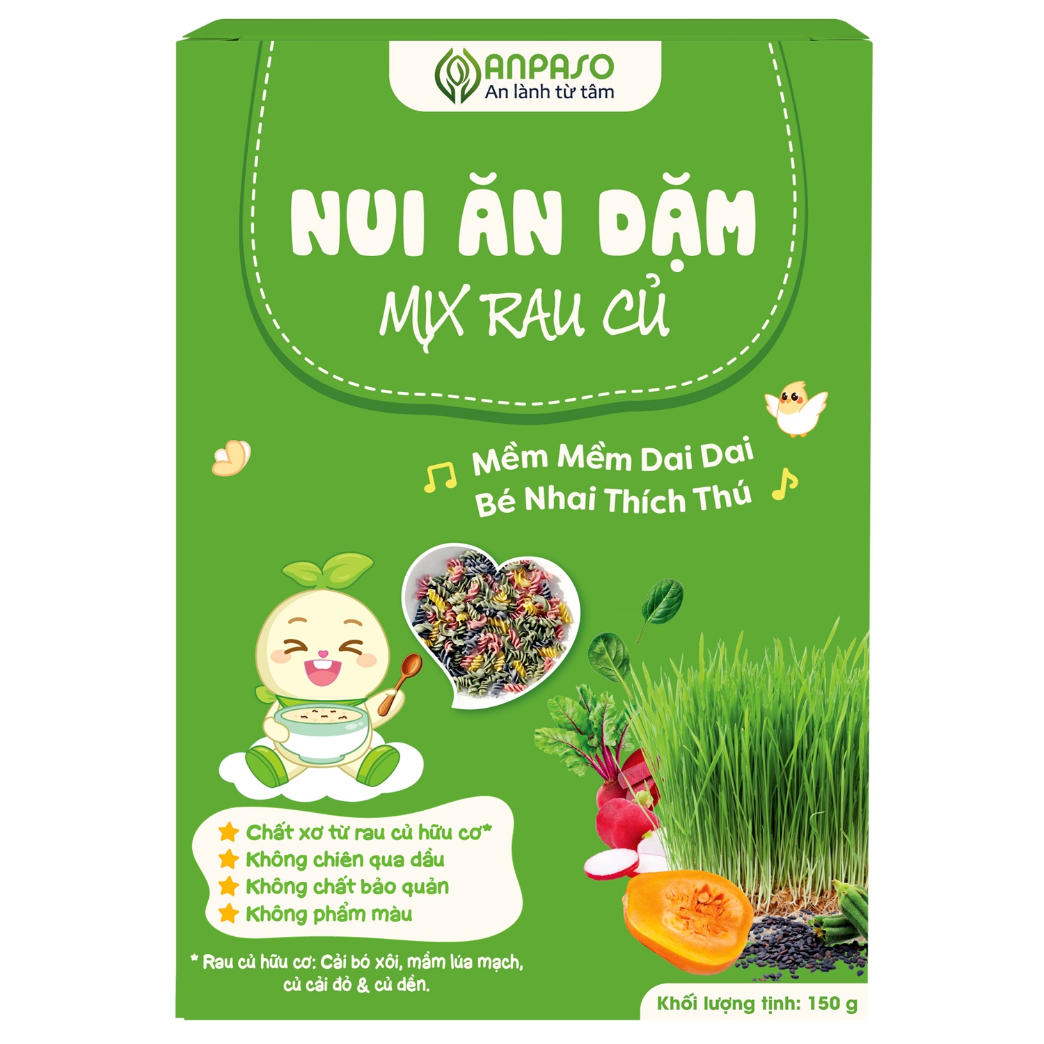 Nui ăn dặm mix rau củ Anpaso 150g