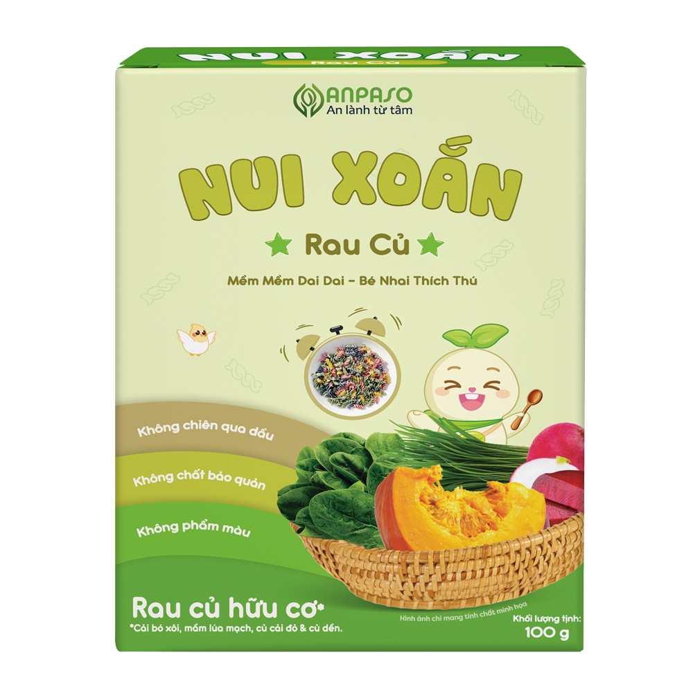 Nui xoắn rau củ Anpaso 100g cho bé 6M+ hình 1