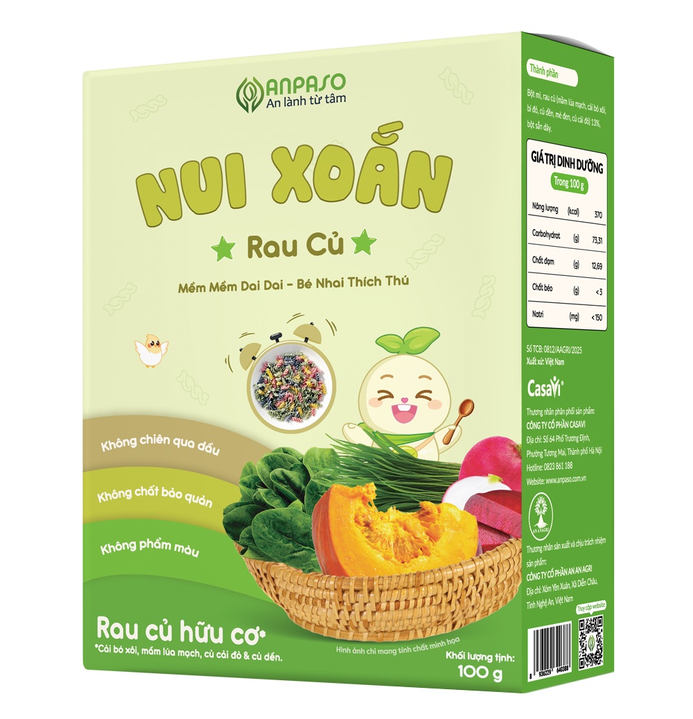 Nui xoắn rau củ Anpaso 100g cho bé 6M+ hình 3