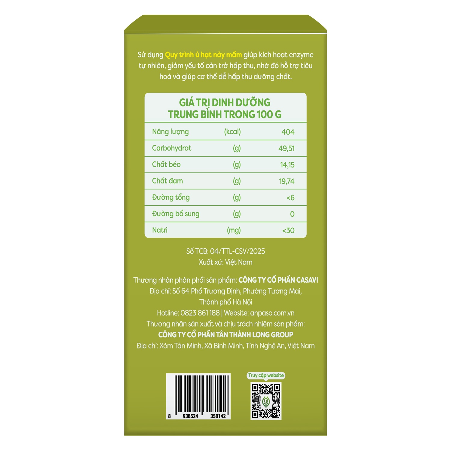 Ngũ cốc lợi sữa an mầm lành Anpaso 360g