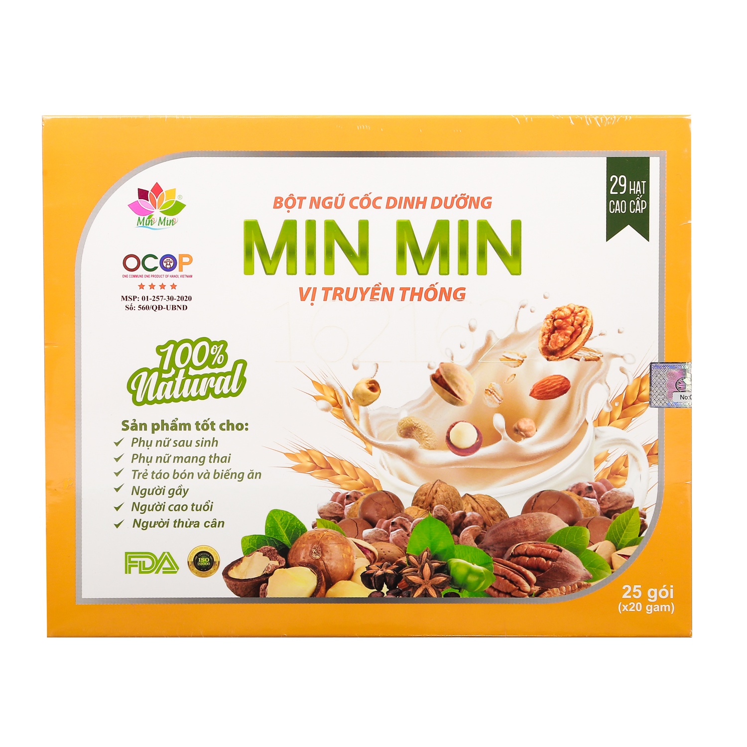 Bột ngũ cốc lợi sữa 29 hạt Min Min 25x20g hình 1