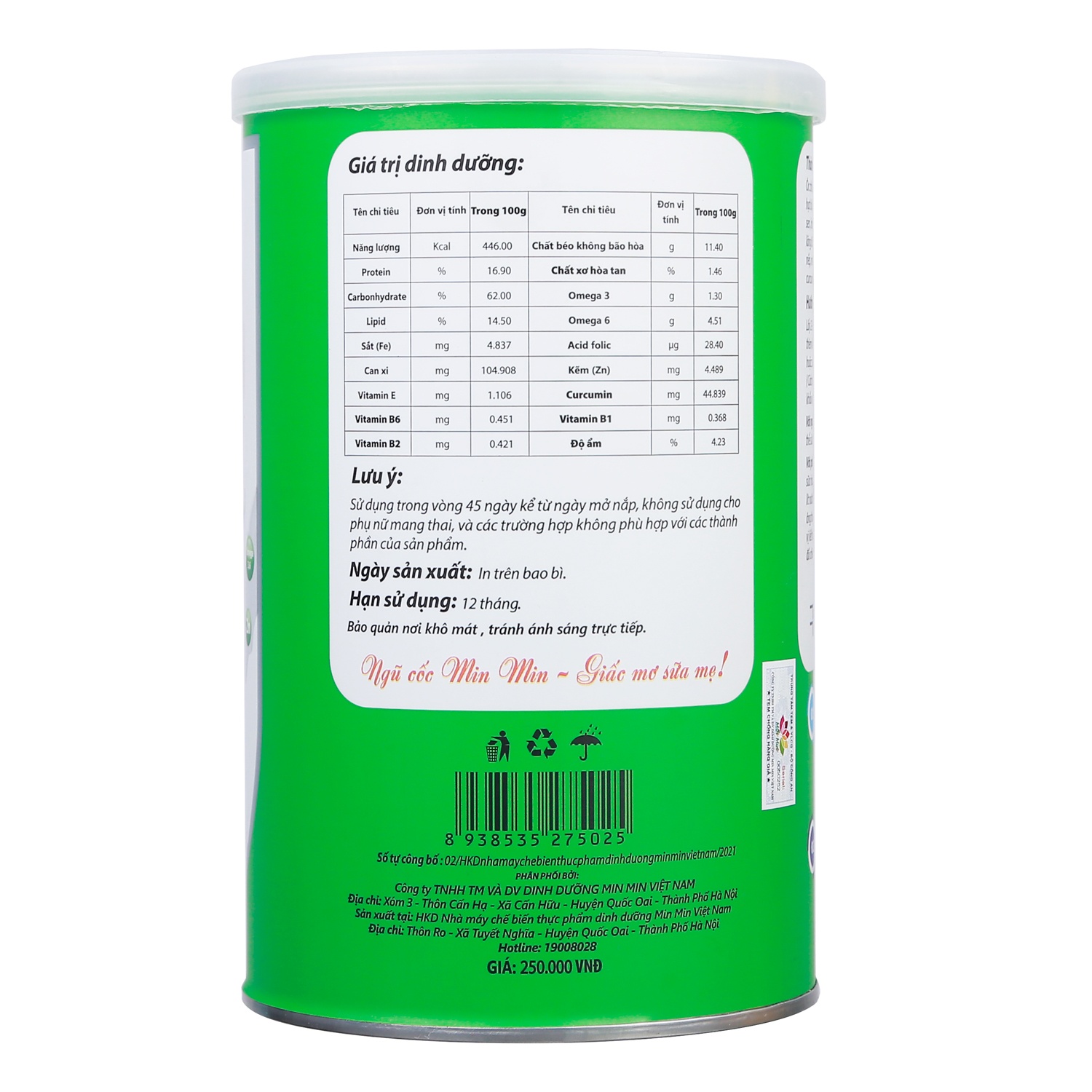 Bột ngũ cốc lợi sữa Min Min 500g hình 2