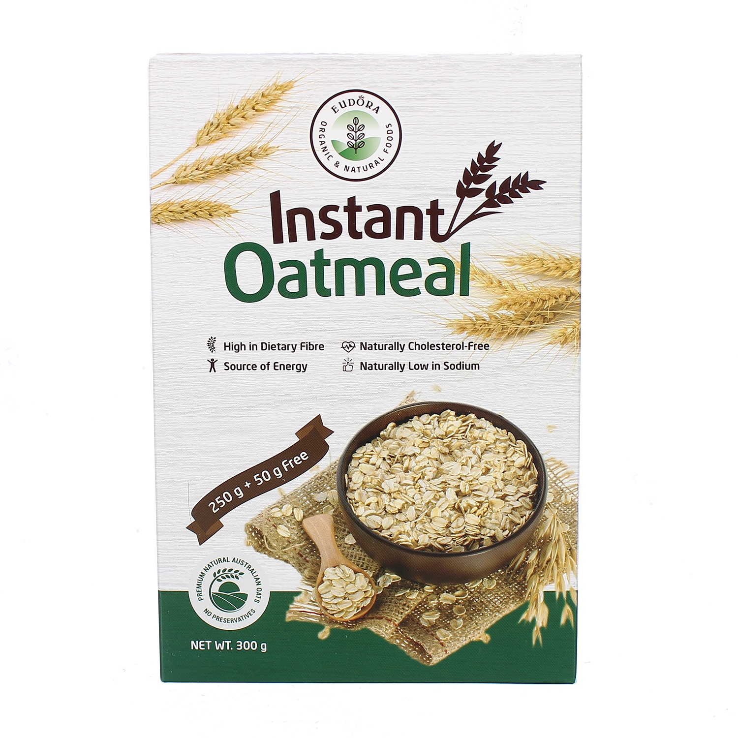 Yến mạch nguyên chất ăn liền Organic EUDORA 300gr (hộp giấy) hình 1