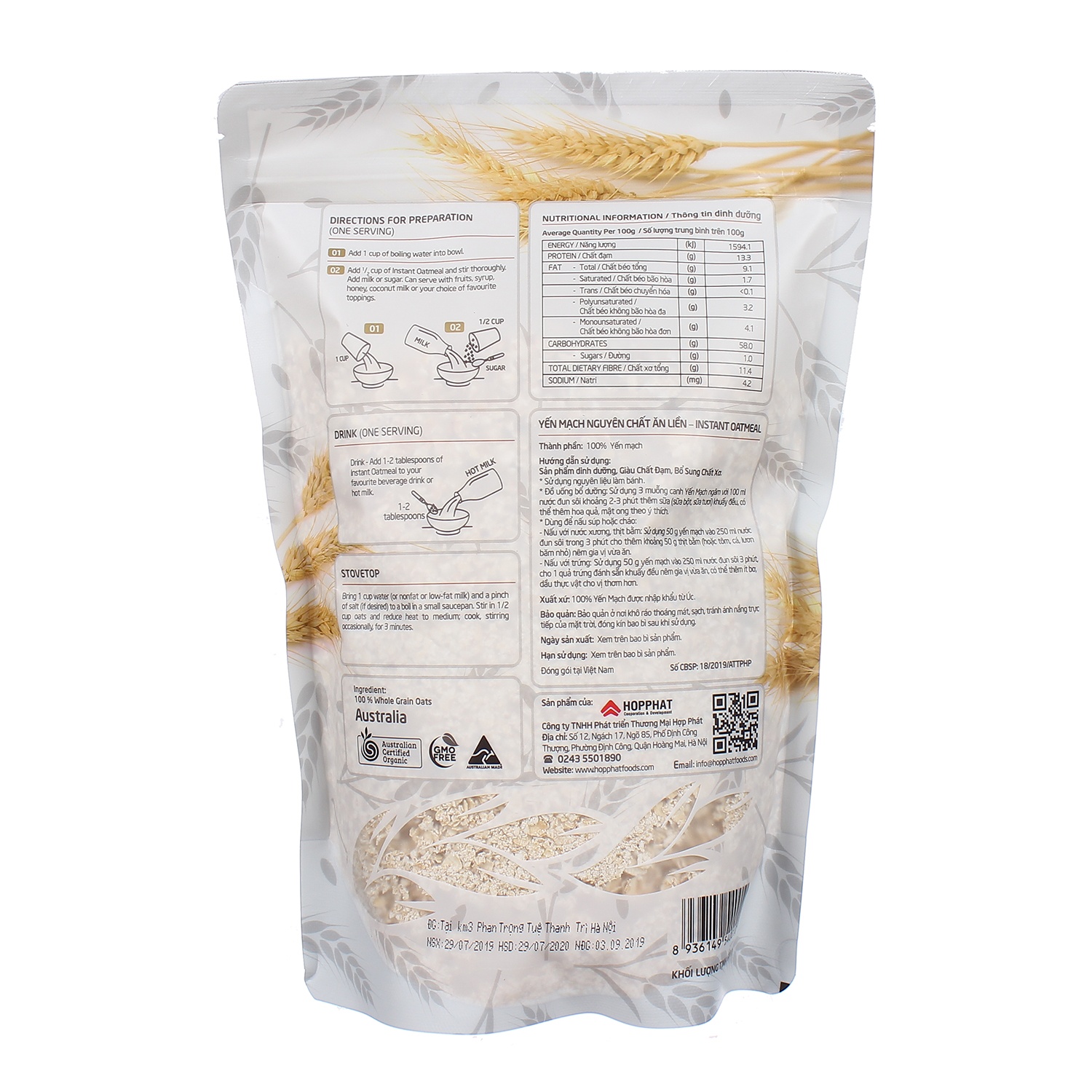 Cách sử dụng Yến mạch nguyên chất ăn liền Organic EUDORA túi 600gr Yến mạch nguyên chất ăn liền Organic EUDORA túi 600gr hình 2