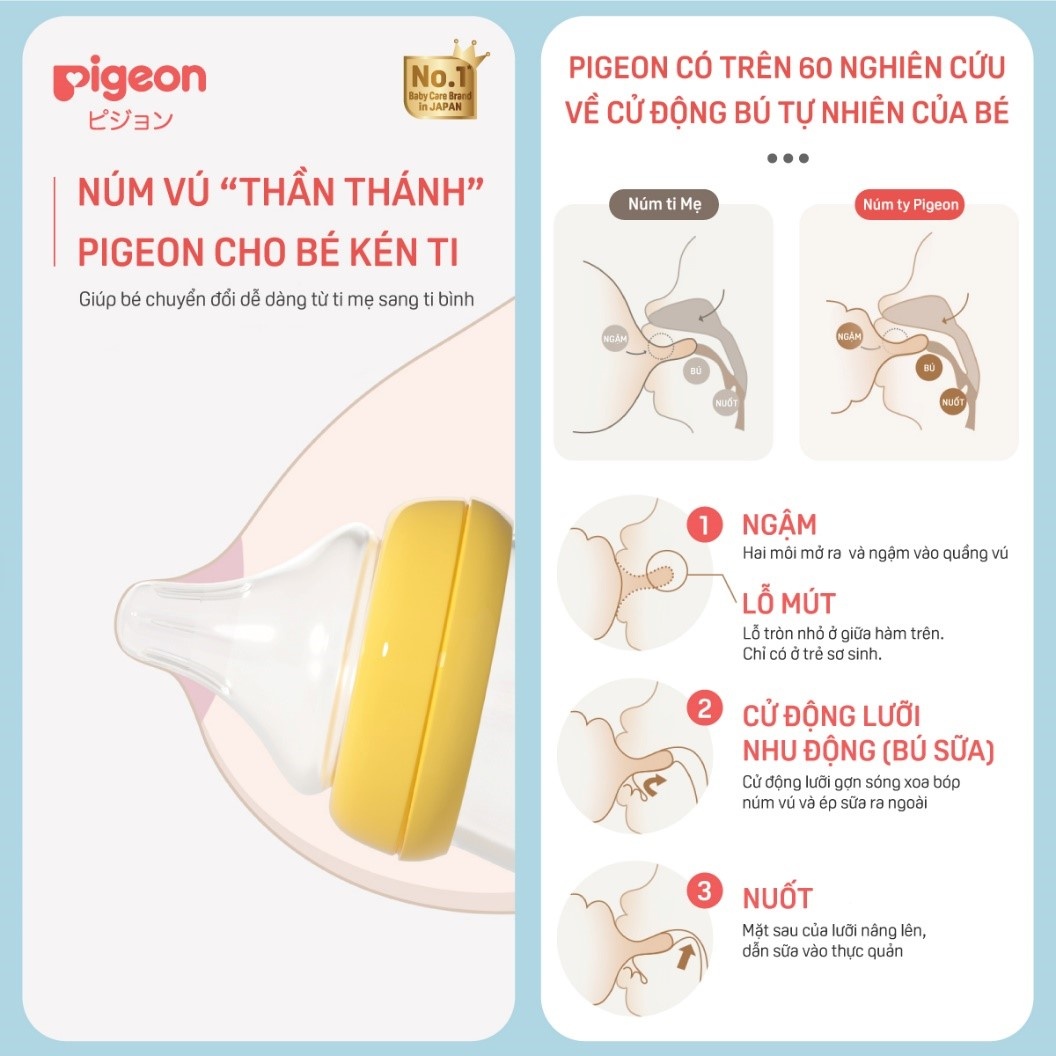 Núm ty Pigeon silicone siêu mềm cổ rộng Plus size 3L hình 3
